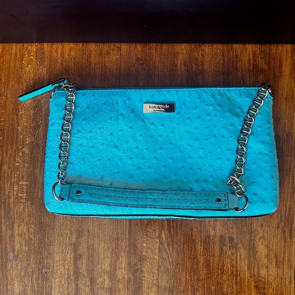 Kate Spade Blue Wellesley Ostrich Clutch - Picture 4 of 16